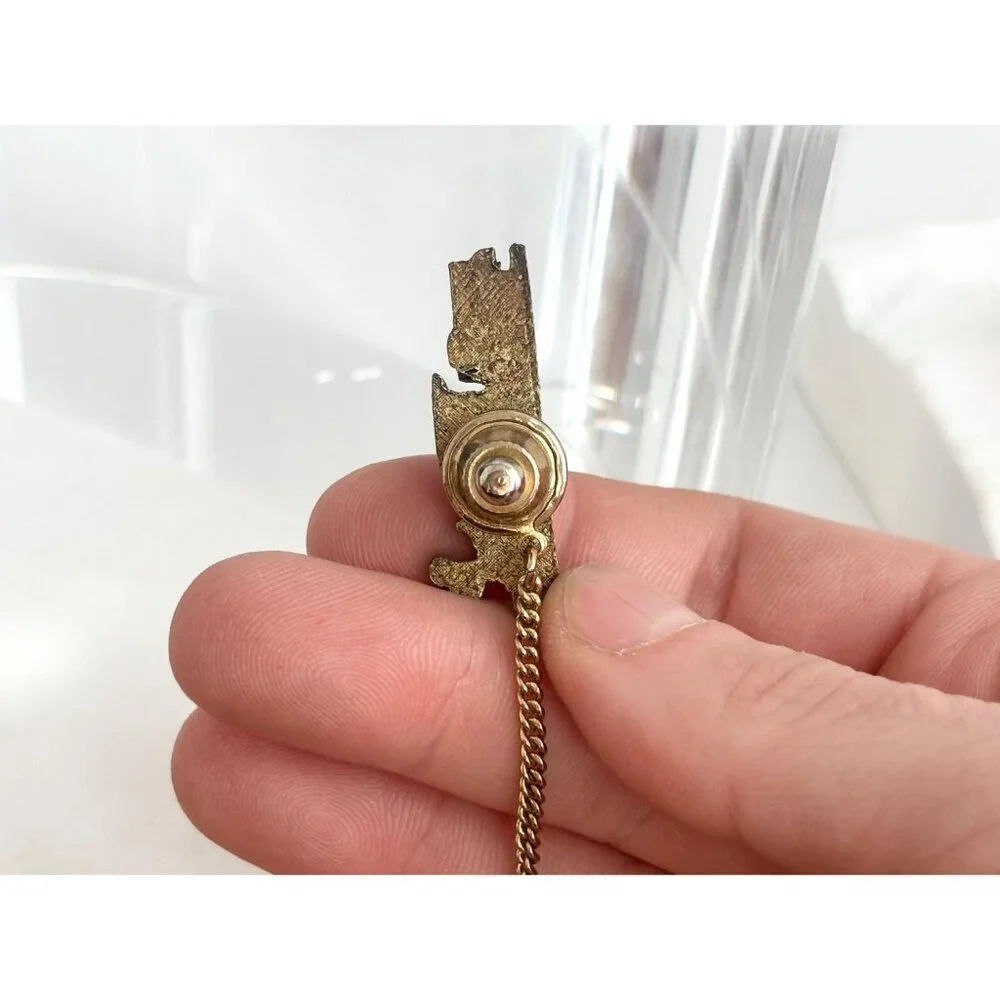 Locomotive Train Brass Toned Vintage Men's Tie Tack